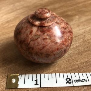 Tiny Red Stone Dish with Lid